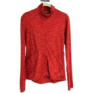 Shambhala Salmon Red Heathered Zip Up Mock Neck Sweater size XS